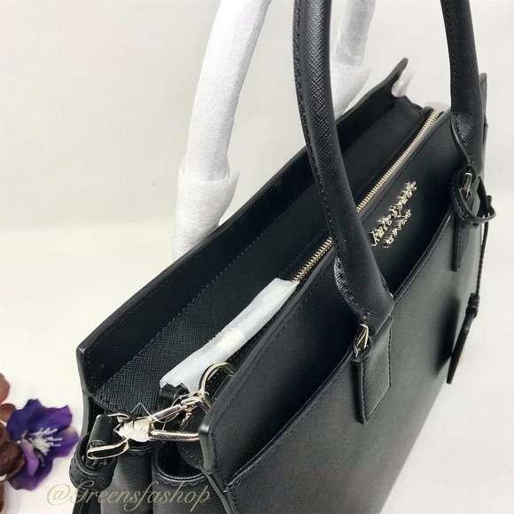 NEW KATE SPADE CAMERON LARGE SATCHEL HANDBAG BLACK - Picture 7 of 11